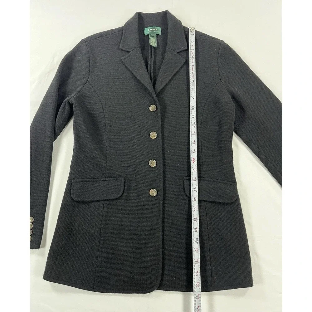 Vintage 90s Lauren Ralph Lauren Wool Sweater Blazer Equestrian Jacket Womens M